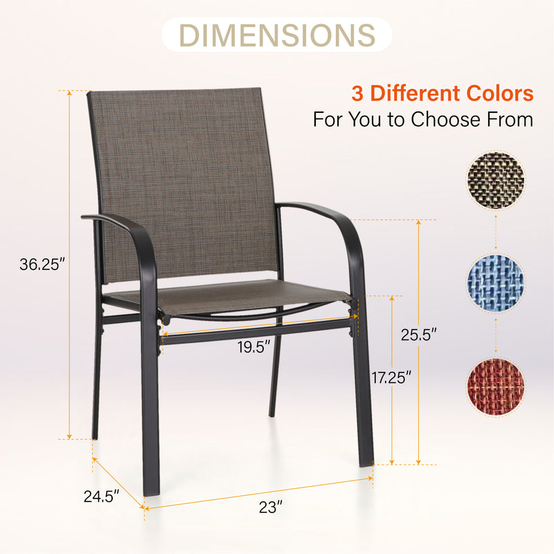 Phi Villa 5-Pcs Patio Dining Set 4 Textilene Fixed Chairs & Table