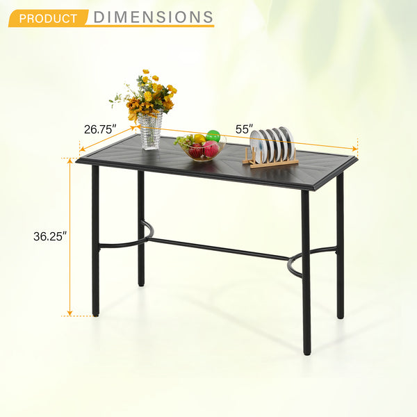 PHI VILLA Patio Large Height Metal Bar Table for 4-6 People