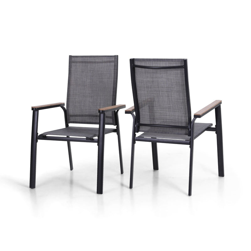 PHI VILLA Outdoor Aluminum Stackable Textilene  Sling Chairs