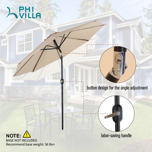 9ft Manual-tilted Outdoor Umbrella with Crank Handle