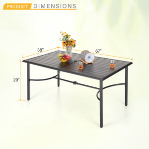 PHI VILLA 7-Piece Patio Dining Set 6 Stackable Chairs and Rectangle Table
