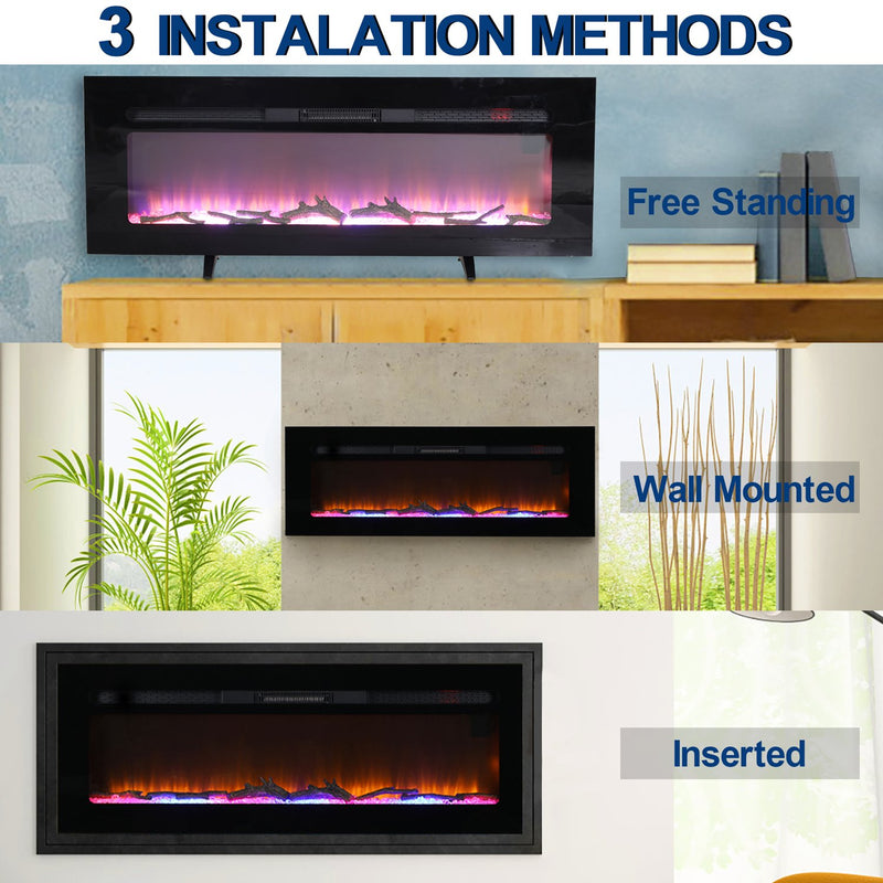 PHI VILLA 40/50 Inch 1500W Insert & Wall Mounted Electric Fireplace
