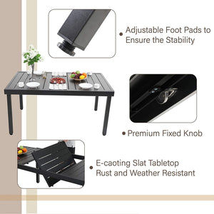 PHI VILLA 7 piece/ 9 piece Patio Dining Set With Folding Aluminum & Textilene Chairs and Extendable Steel Table