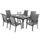 PHI VILLA 7-Piece/9-Piece Outdoor Dining Set with Adjustable Table & Textilene Dining Chairs