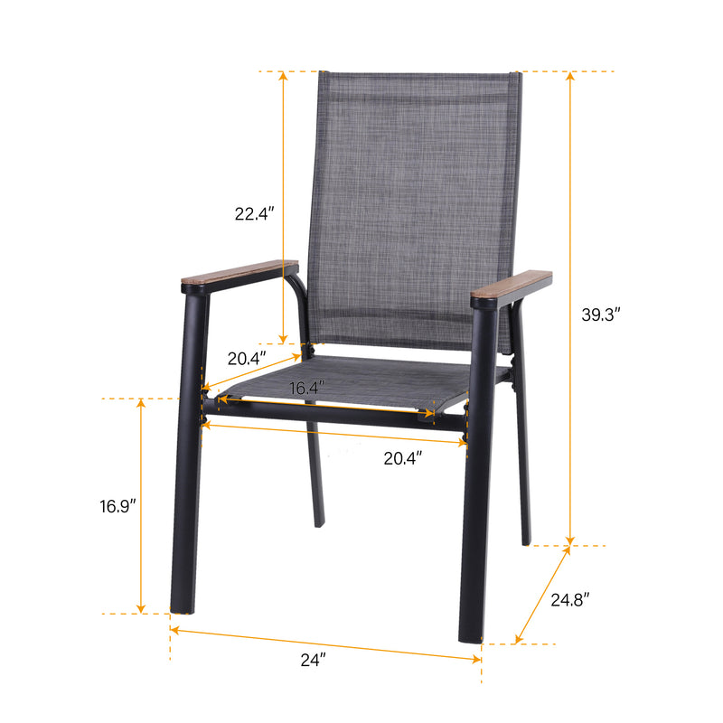 PHI VILLA Outdoor Aluminum Stackable Textilene  Sling Chairs