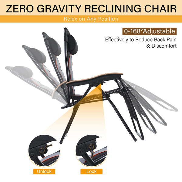 Oversize Padded Adjustable Zero Gravity Chair with Cup Holder
