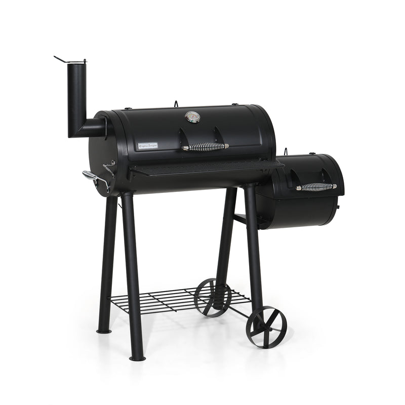 2-In-1 Charcoal Smoker Grill with Offset Box-Captiva Designs