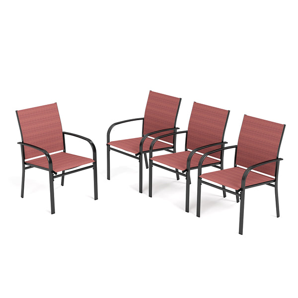 PHI VILLA Patio Textilene Fixed Dining Chairs