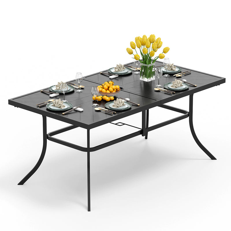 PHI VILLA Patio 65'' Rectangle Metal Dining Table for 6 Person