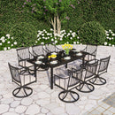 PHI VILLA 7-Piece/9-Piece Patio Dining Set With Extendable Table & Steel Swivel Chairs