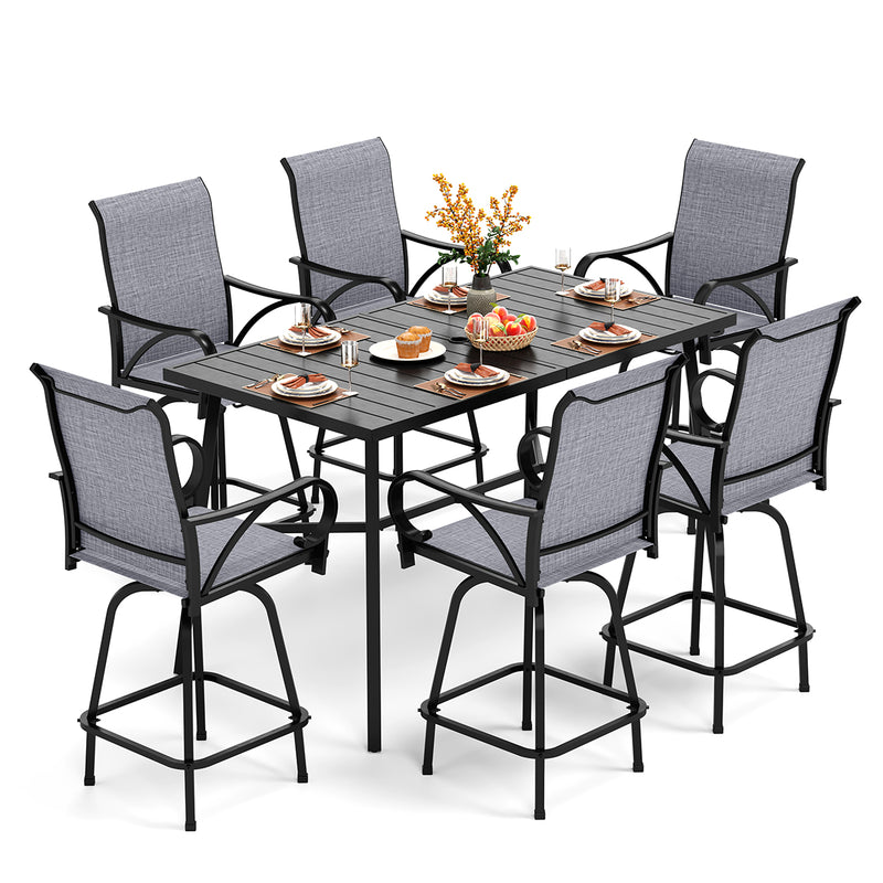 7-Piece Patio Bar Set with 6 Bar Stools for Poolside, Graden PH VILLA