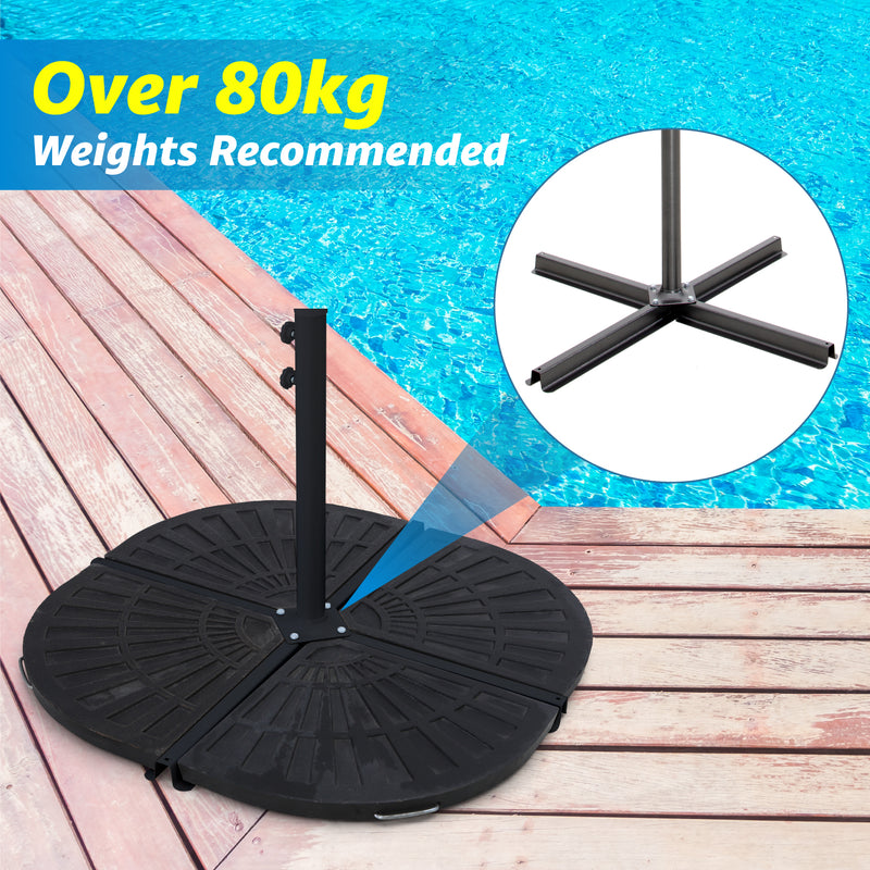 PHI VILLA 9ft Patio Crank Offset Umbrellas with Tassel for Deck, Pool, Backyard