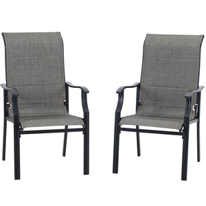 PHI VILLA Padded Textilene Patio Outdoor Dining Chairs, Set of 2