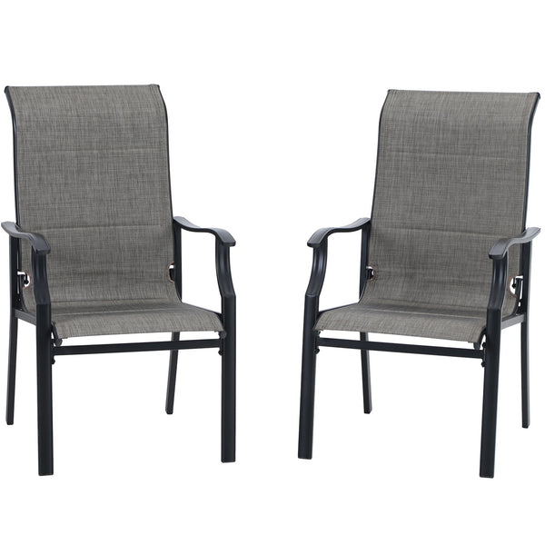 PHI VILLA Padded Textilene Patio Outdoor Dining Chairs, Set of 2