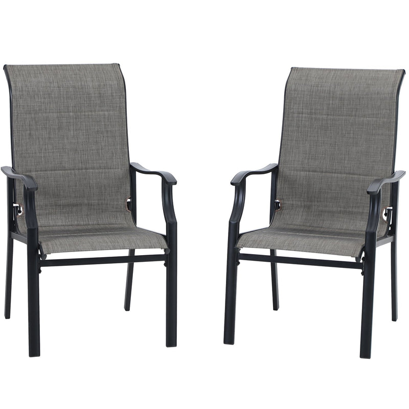 PHI VILLA Padded Textilene Patio Outdoor Dining Chairs, Set of 2