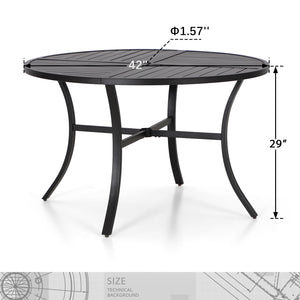 Phi Villa 5-Pcs Patio Dining Set 4 Textilene Fixed Chairs & Table