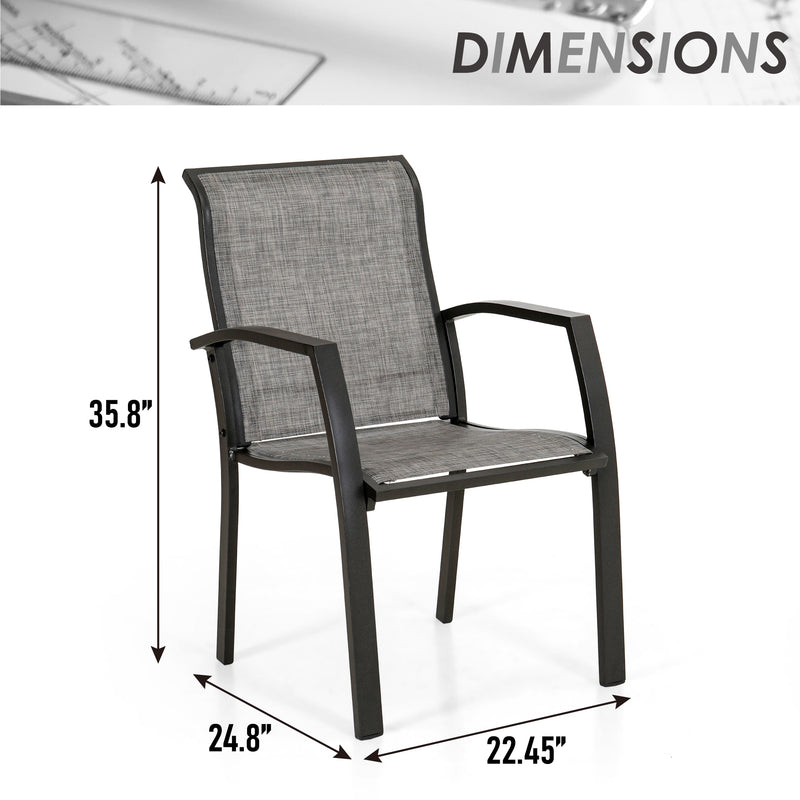 Phi Villa Patio Textilene Aluminum Alloy Fixed Chairs, Set of 2