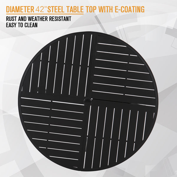 Phi Villa 42‘’ Outdoor Metal Slat Steel Round Dining Table