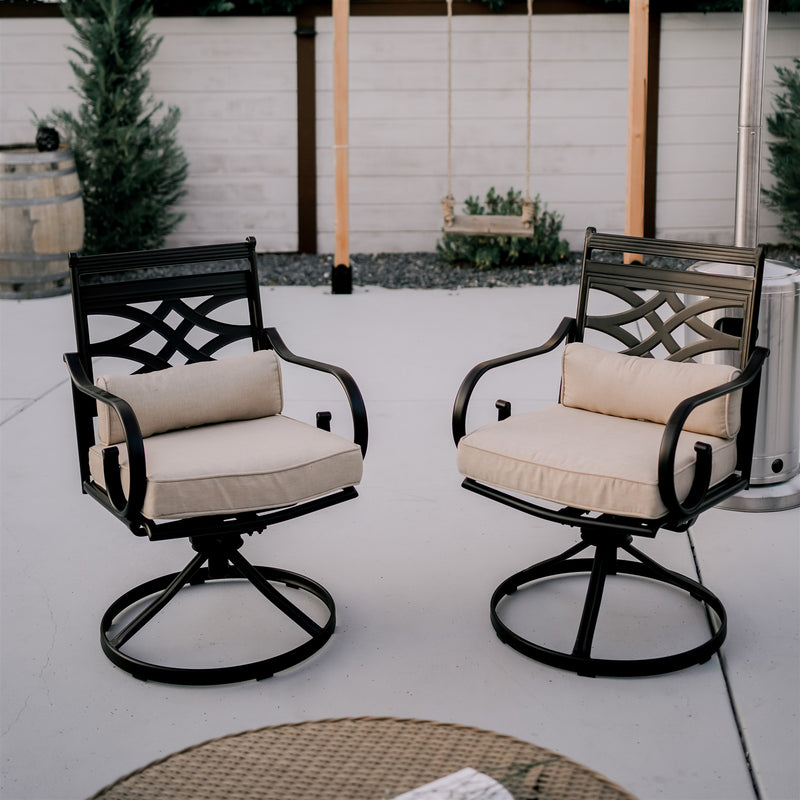 PHI VILLA Patio Swivel Steel Dining Chairs-Set of 2