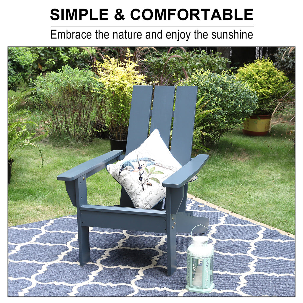 Phi Villa Outdoor High Back Wooden Lounge Adirondack Chair