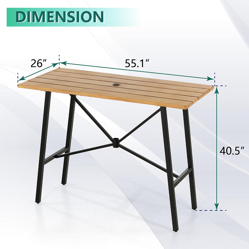 PHI VILLA 5 Piece Outdoor Bar Stool Set with Rectangle Table & Textilene Swivel Bar Stools