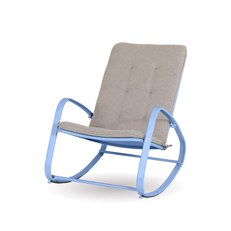 PHI VILLA Patio 1 Piece Rocking Chair Padded Steel Rocker Chair