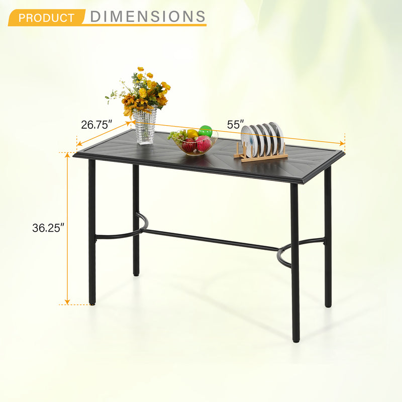 PHI VILLA 5 Piece Patio Bar Stool Set with Rectangle Table & 4 Bar Stools