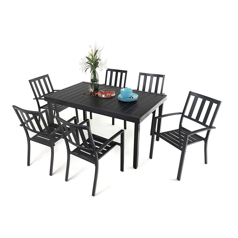 7/ 9-Piece Patio Dining Sets with Extendable Table and Stackable Chairs PHI VILLA