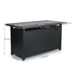 50,000 BTU Outdoor Metal and Leather Rectangle Gas Fire Pit Table