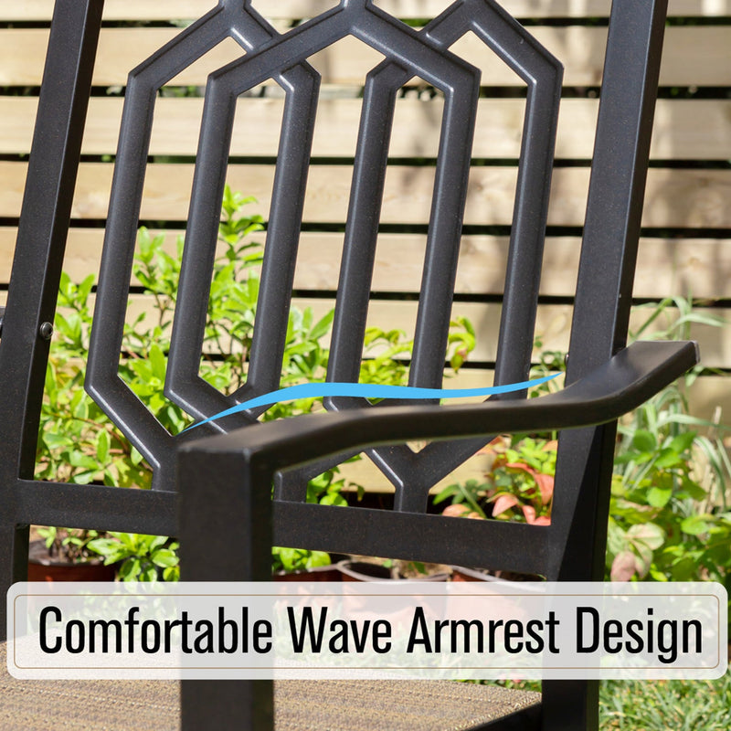 PHI VILLA Outdoor Patio Dining Chair with Steel Frame
