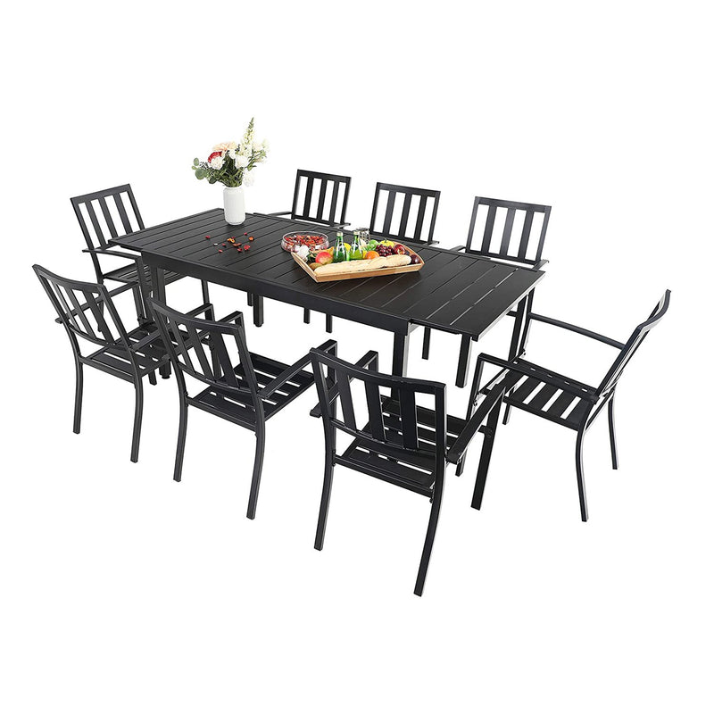 7/ 9-Piece Patio Dining Sets with Extendable Table and Stackable Chairs PHI VILLA