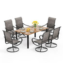 7-Piece Patio Dining Set with Upgraded Textilene Padded Chairs and Wood-grain Table-PHI VILLA