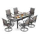 PHI VILLA 7/9-Piece Patio Dining Set with Embossed Adjustable Table & Textilene Swivel Chairs