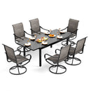 PHI VILLA 7/9-Piece Patio Dining Set with Embossed Adjustable Table & Textilene Swivel Chairs