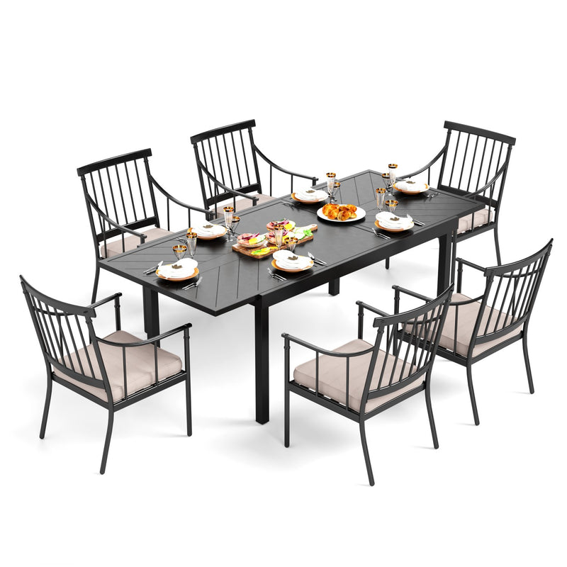 PHI VILLA 7-piece / 9-piece Outdoor Dining Set With Adjustable Table & Fashionable Dining Arm Chairs