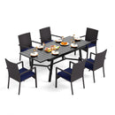 PHI VILLA 7 piece/ 9 piece Outdoor Dining Set With Rattan Cushioned Chairs & Extendable Steel Table