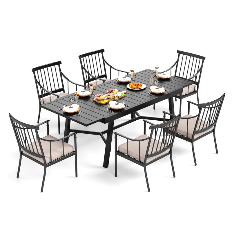 PHI VILLA 7-piece / 9-piece Outdoor Dining Set With Adjustable Table & Fashionable Dining Arm Chairs