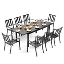 PHI VILLA 7-piece / 9-piece Patio Dining Sets Extendable Steel Table and Stackable Chairs
