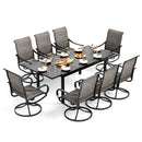 PHI VILLA 7/9-Piece Patio Dining Set with Embossed Adjustable Table & Textilene Swivel Chairs