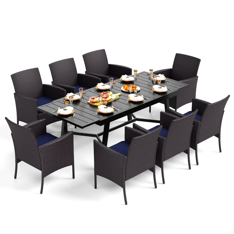 Phi Villa 7-Piece/9-Piece Patio Dining Set Adjustable Table and Rattan Cushioned Chairs