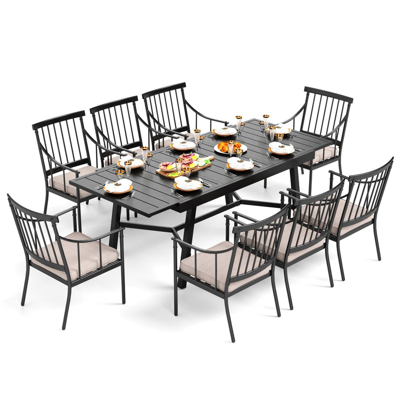 PHI VILLA 7-piece / 9-piece Outdoor Dining Set With Adjustable Table & Fashionable Dining Arm Chairs