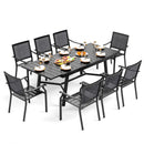 Phi Villa 7-Piece / 9-Piece Patio Dining Set Fixed Stackable Chairs & Extendable Table