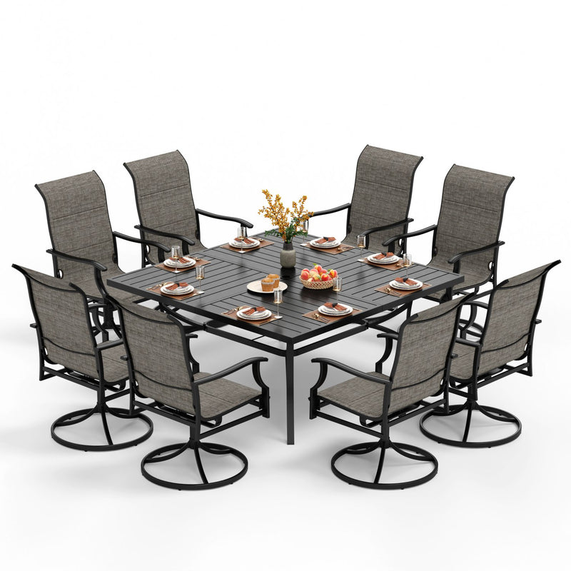 Capacious 9-Piece Patio Dining Set for Backyard Family Reunion PHI VILLA