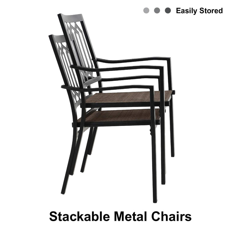 PHI VILLA Outdoor Patio Dining Chair with Steel Frame