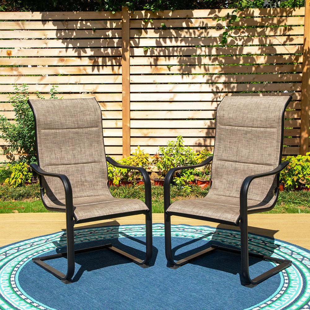 PHI VILLA 2-Piece C-Spring Textilene Patio Dining Chairs