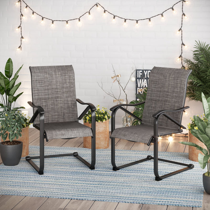 PHI VILLA 2-Piece C-Spring Textilene Patio Dining Chairs