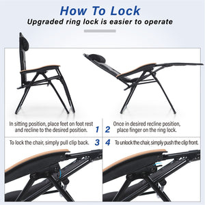 Patio Padded Oversize Recliner Zero Gravity Chair with Cup Holder