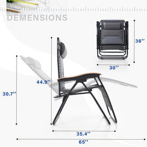 Patio Padded Oversize Recliner Zero Gravity Chair with Cup Holder
