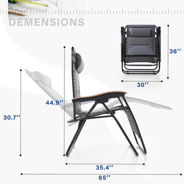Patio Padded Oversize Recliner Zero Gravity Chair with Cup Holder