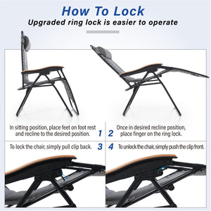 Patio Padded Oversize Recliner Zero Gravity Chair with Cup Holder
